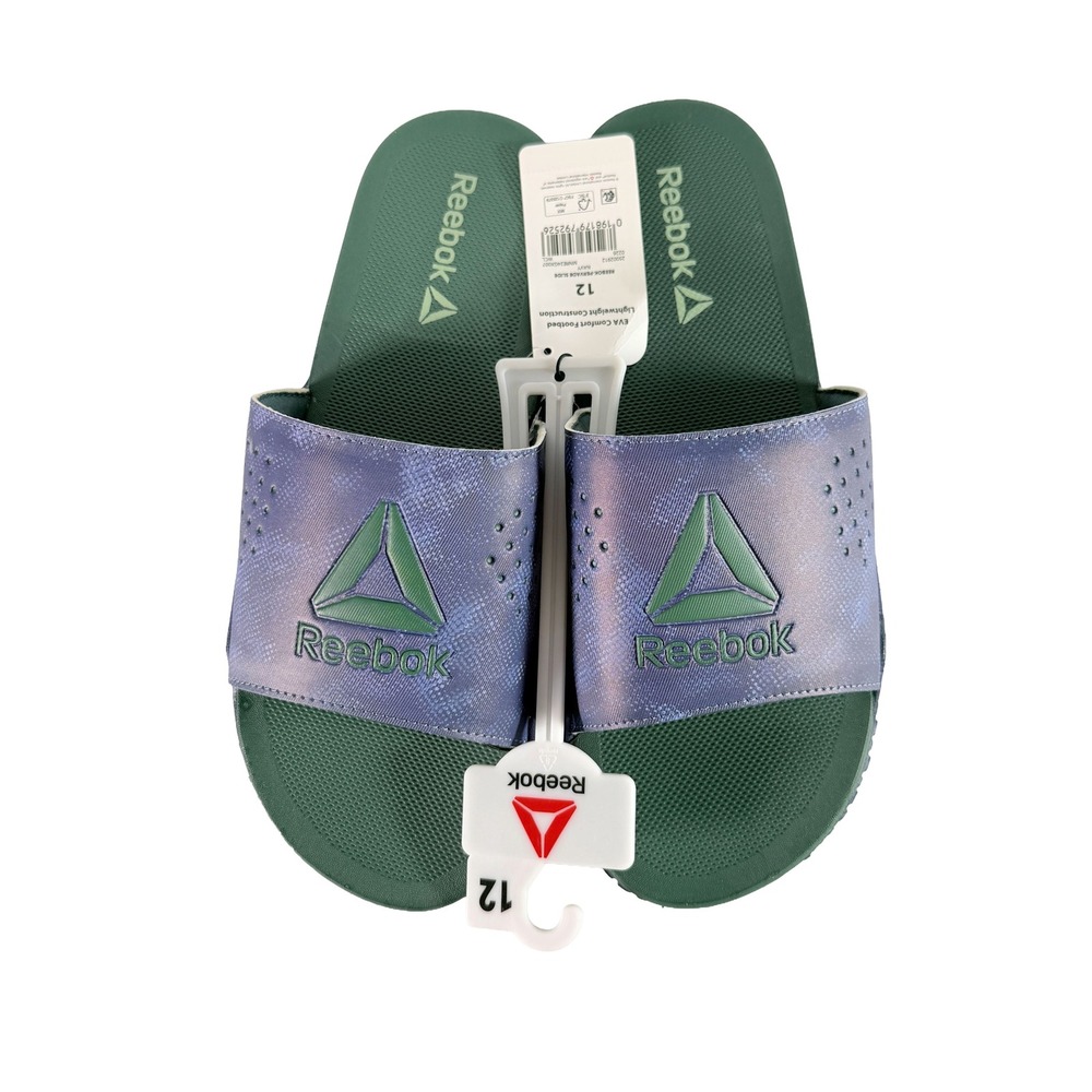 Reebok Pervade Slide Sandals Mens Size 12 Navy Blue Green Slip On Shoes NWT